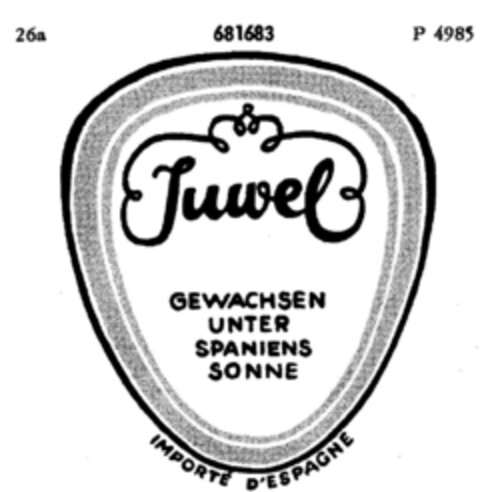 Juwel GEWACHSEN UNTER SPANIENS SONNE Logo (DPMA, 11/19/1954)