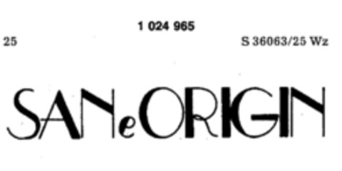 SANe ORIGIN Logo (DPMA, 18.03.1981)