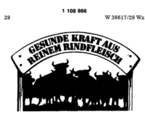 GESUNDE KRAFT AUS REINEM RINDFLEISCH Logo (DPMA, 29.10.1986)