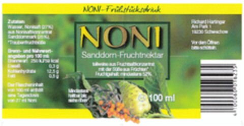 NONI Sanddorn-Fruchtnektar Logo (DPMA, 17.04.2009)
