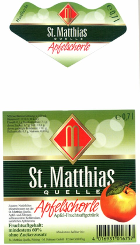 M St. Matthias QUELLE Apfelschorle Logo (DPMA, 07.10.2005)