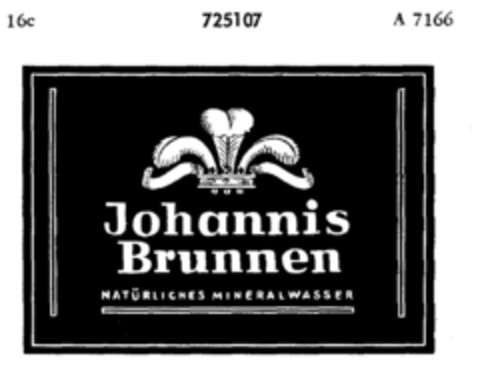 Johannis Brunnen NATÜRLICHES MINERALWASSER Logo (DPMA, 16.11.1957)