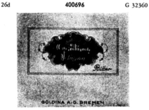 Goldina Supra Bitter GOLDINA A.-G. BREMEN Logo (DPMA, 10.11.1928)