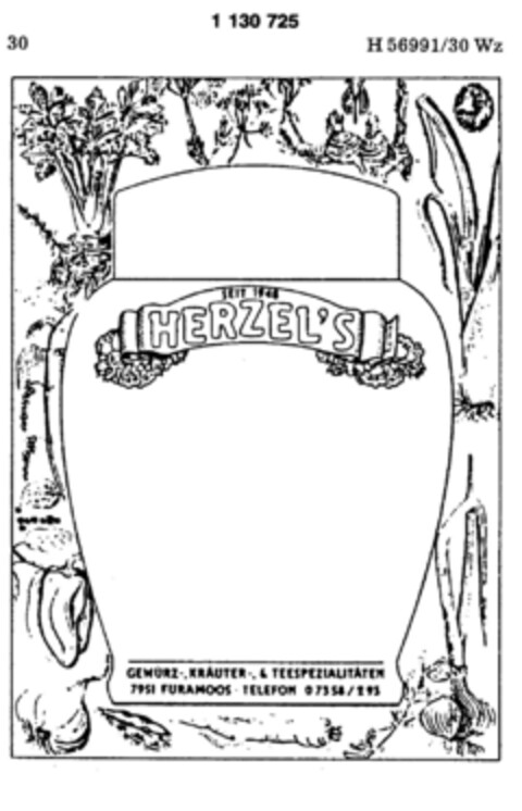 SEIT 1948 HERZEL`S GEWÜRZ-, KRÄUTER-, & TEESPEZIALITÄTEN Logo (DPMA, 03.12.1986)