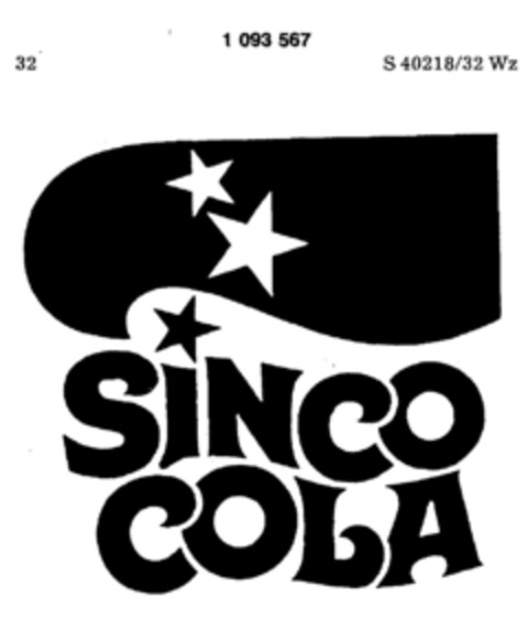 SINCO COLA Logo (DPMA, 23.03.1984)