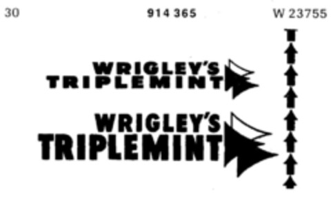 WRIGLEY`S TRIPLEMINT Logo (DPMA, 01/15/1972)