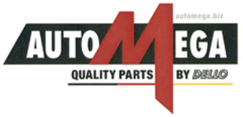 automega.biz AUTO MEGA QUALITY PARTS BY DELLO Logo (DPMA, 16.06.2015)