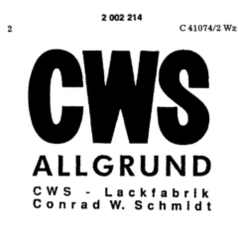 CWS ALLGRUND Logo (DPMA, 10/13/1990)