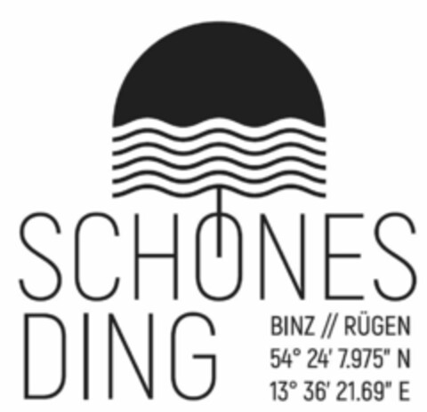 SCHÖNES DING BINZ // RÜGEN 54° 24' 7.975'' N 13° 36' 21.69'' E Logo (DPMA, 27.06.2023)