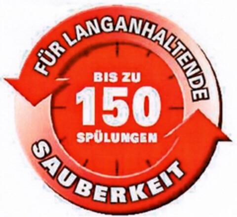 FÜR LANGANHALTENDE SAUBERKEIT BIS ZU 150 SPÜLUNGEN Logo (DPMA, 08.09.2003)