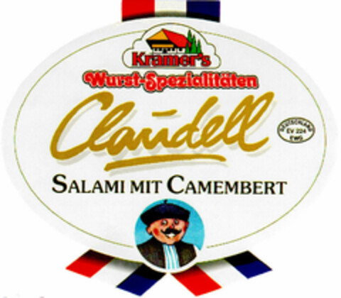 Kramers Wurst-Spezialitäten Claudell SALAMI MIT CAMEMBERT Logo (DPMA, 22.02.1995)