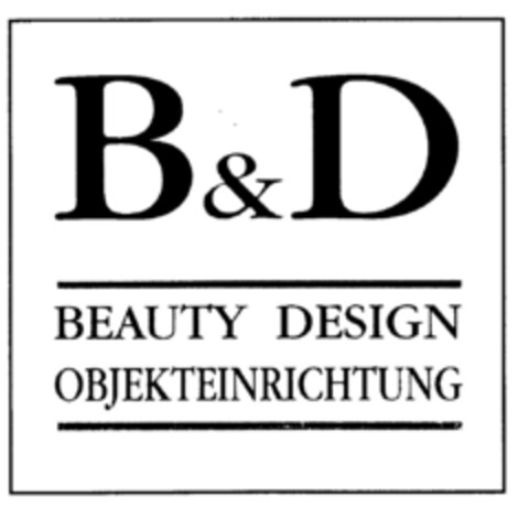 B&D BEAUTY DESIGN OBJEKTEINRICHTUNG Logo (DPMA, 21.03.1997)