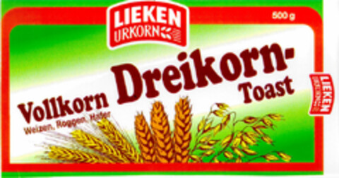 LIEKEN URKORN Vollkorn Dreikorn-Toast Logo (DPMA, 22.09.1997)