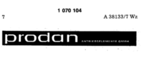 prodan ANTRIEBSELEMENTE GMBH Logo (DPMA, 28.01.1984)