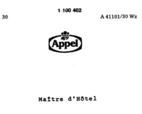 Appel Maître d`Hôtel Logo (DPMA, 03/05/1986)