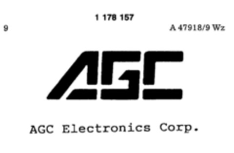 AGC Electronics Corp. Logo (DPMA, 03/27/1990)