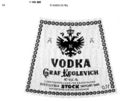 VODKA GRAF KEGLEVICH Logo (DPMA, 08.02.1980)