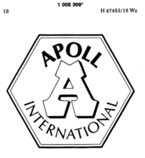 A APOLL INTERNATIONAL Logo (DPMA, 06.05.1980)