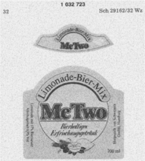 Limonade-Bier-Mix McTwo Logo (DPMA, 11.07.1981)