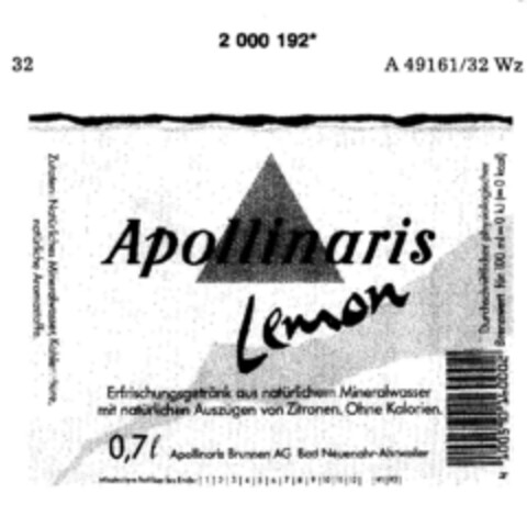 Apollinaris Lemon Logo (DPMA, 13.11.1990)
