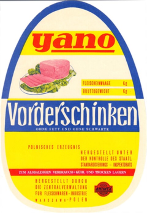 yano Vorderschinken Logo (DPMA, 04/14/1964)