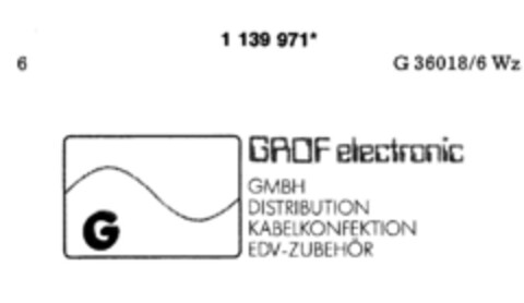 G GROF electronic GMBH DISTRIBUTION KABELKONFEKTION EDV-ZUBEHÖR Logo (DPMA, 07.10.1988)