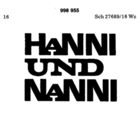 HANNI UND NANNI Logo (DPMA, 03/08/1979)