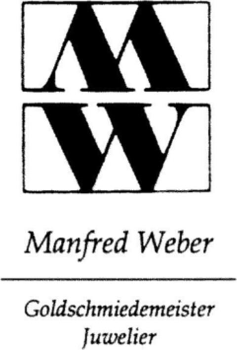 MW Manfred Weber Goldschmiedemeister Juwelier Logo (DPMA, 12.08.1994)