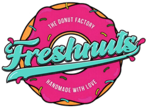 THE DONUT FACTORY Freshnuts HANDMADE WITH LOVE Logo (DPMA, 05/02/2022)