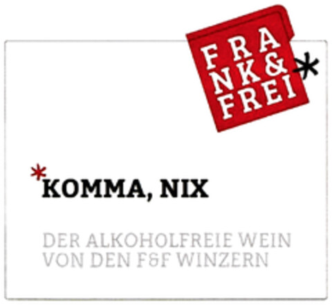 FRANK & FREI KOMMA, NIX DER ALKOHOLFREIE WEIN VON DEN F&F WINZERN Logo (DPMA, 08/09/2022)