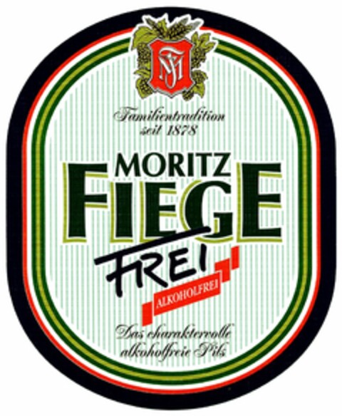 Familientradition seit 1878 MORITZ FIEGE FREI ALKOHOLFREI Das charaktervolle alkoholfreie Pils Logo (DPMA, 16.05.2007)