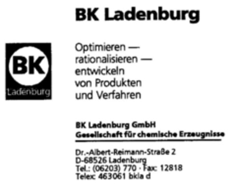 BK Ladenburg Logo (DPMA, 01/01/1995)