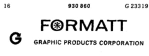 FORMATT GRAPHIC PRODUCTS CORPORATION Logo (DPMA, 06.08.1974)