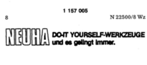 NEUHA DO-IT YOURSELF-WERKZEUGE und es gelingt immer. Logo (DPMA, 03.07.1989)