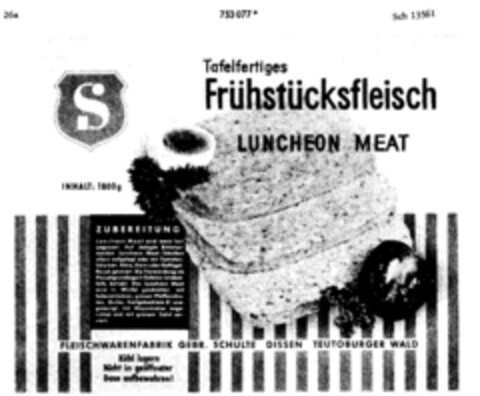 Tafelfertiges Frühstücksfleisch LUNCHEON MEAT Logo (DPMA, 23.03.1961)