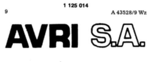 AVRI S.A. Logo (DPMA, 03.10.1987)