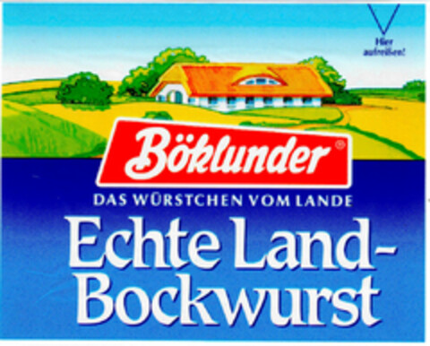 Böklunder DAS WÜRSTCHEN VOM LANDE Echte Land-Bockwurst Logo (DPMA, 07.02.2000)