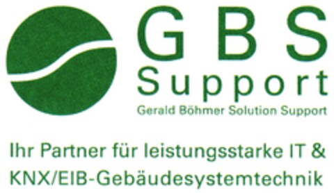 GBS Support Gerald Böhmer Solution Support Ihr Partner für leistungsstarke IT & KNX/EIB-Gebäudesystemtechnik Logo (DPMA, 10/15/2008)