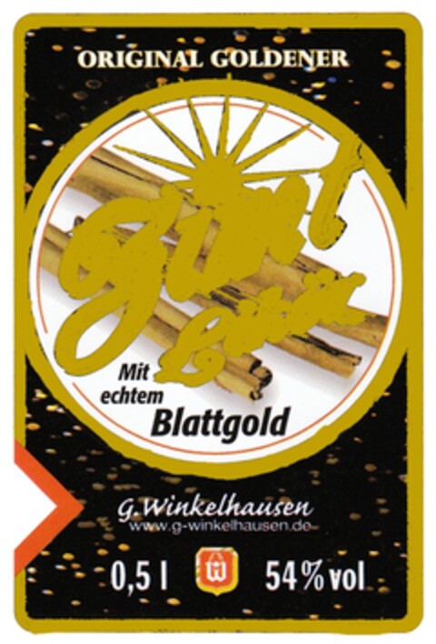 ORIGINAL GOLDENER Zimt Likör Mit echtem Blattgold Logo (DPMA, 26.01.2011)