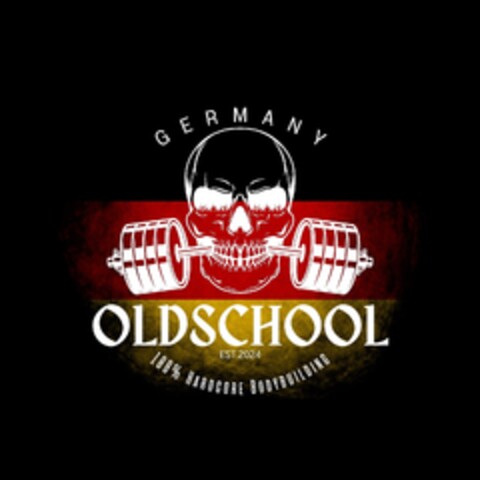 GERMANY OLDSCHOOL EST.2024 100 % HARDCORE BODYBUILDING Logo (DPMA, 24.05.2024)