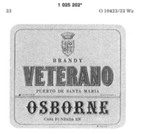 BRANDY VETERANO OSBORNE Logo (DPMA, 08.05.1981)