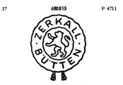 ZERKALL BÜTTEN Logo (DPMA, 08/10/1954)