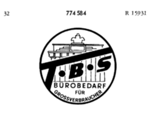 T B S BÜROBEDARF FÜR GROSSVERBRAUCHER Logo (DPMA, 31.03.1962)