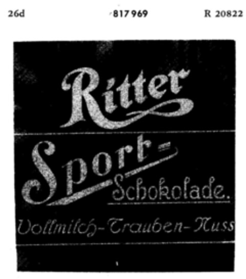 Ritter Sport-Schokolade Vollmilch-Trauben-Nuss Logo (DPMA, 29.06.1965)