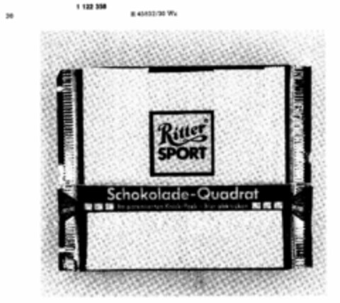 Ritter  SPORT Schokode-Quadrat Im patentierten Knick-Pack - hier abknicken Logo (DPMA, 09/19/1987)