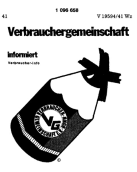 Verbrauchergemeinschaft informiert Verbraucher-Info VG VERBRAUCHER GENOSSENSCHAFT BONN E.V. Logo (DPMA, 20.01.1986)