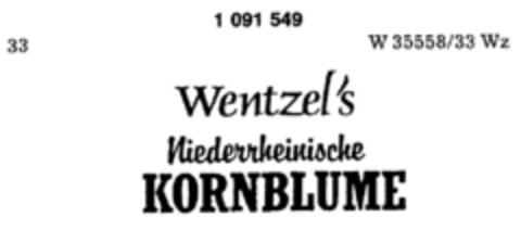 Wentzel`s Niederrheinische KORNBLUME Logo (DPMA, 10/03/1985)