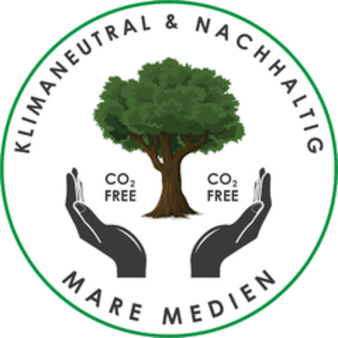 KLIMANEUTRAL & NACHHALTIG MARE MEDIEN CO² FREE Logo (DPMA, 04.11.2020)