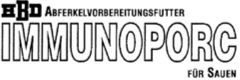 IMMUNOPORC HBD ABFERKELVORBEREITUNGSFUTTER FÜR SAUEN Logo (DPMA, 04/15/1996)