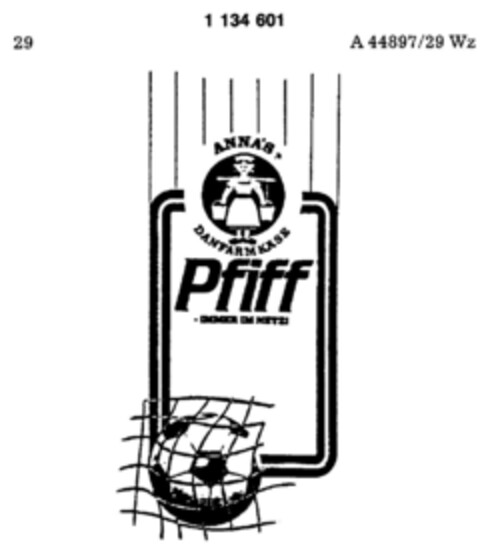 ANNA`S DANFARMKÄSE Pfiff IMMER IM NETZ Logo (DPMA, 14.07.1988)